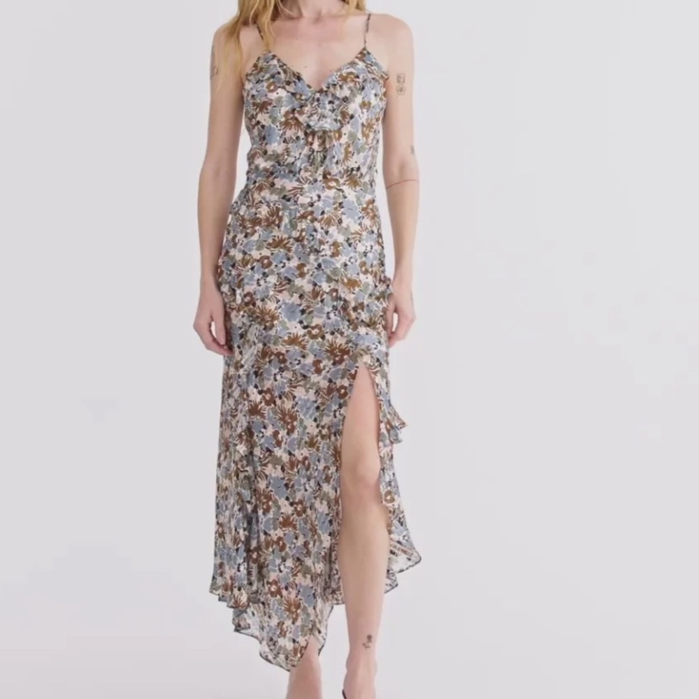 Veronica Beard Avenel Silk Midi Dress in Lake Mist Multi